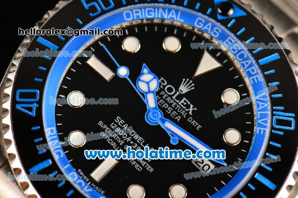 Rolex Sea-Dweller Deepsea Asia 2813 Automatic Steel Case/Strap with Black Dial and Blue Diver Index - Click Image to Close